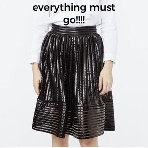 New Maje Black James Mesh stripe Flared Skirt 1